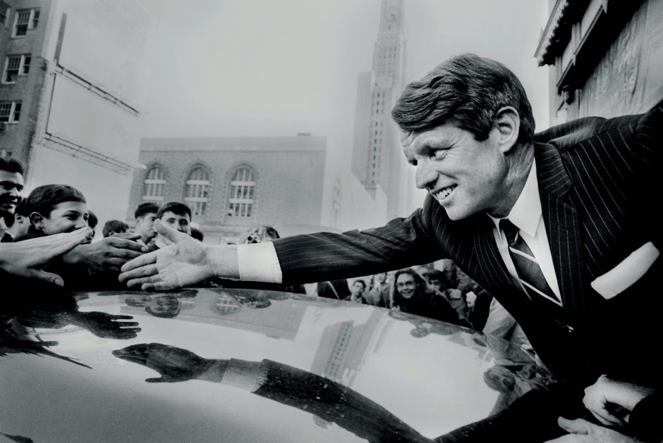 Presidential candidate and New York senator Robert Kennedy greets supporters on a campaign stop in Fort Greene, Brooklyn on 1 April, 1968.