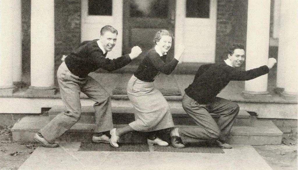 Cheerleaders, Guilford College, 1937