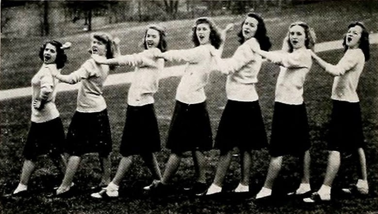 Cheerleaders, Mars Hill College, 1945