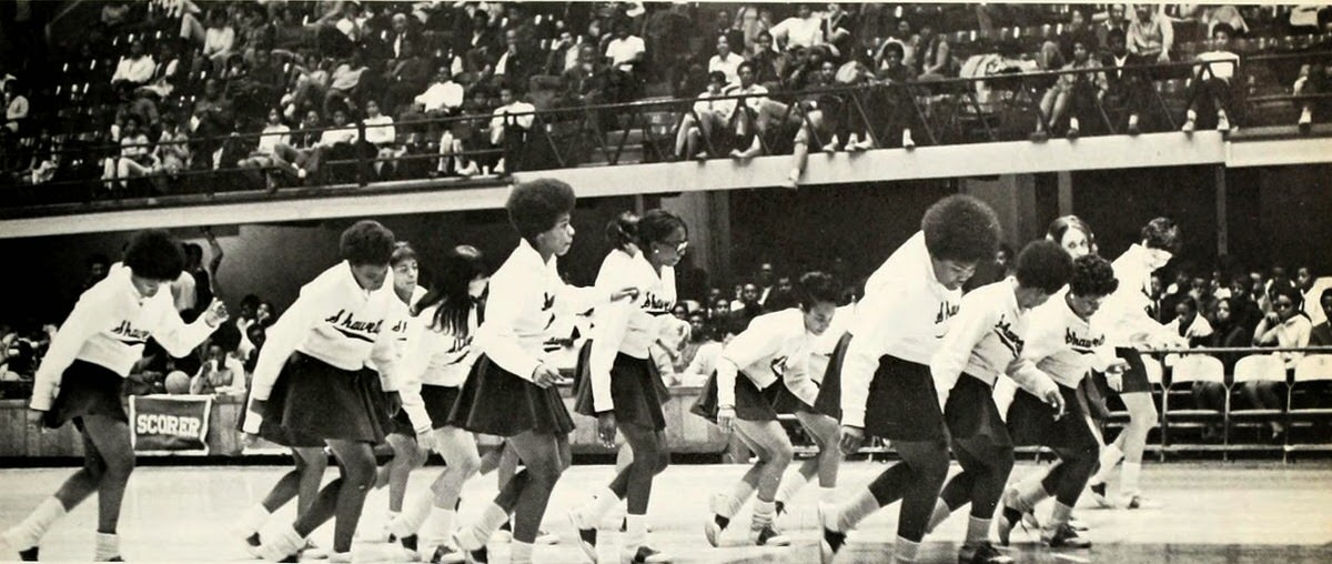 Cheerleaders, Shaw University, 1970