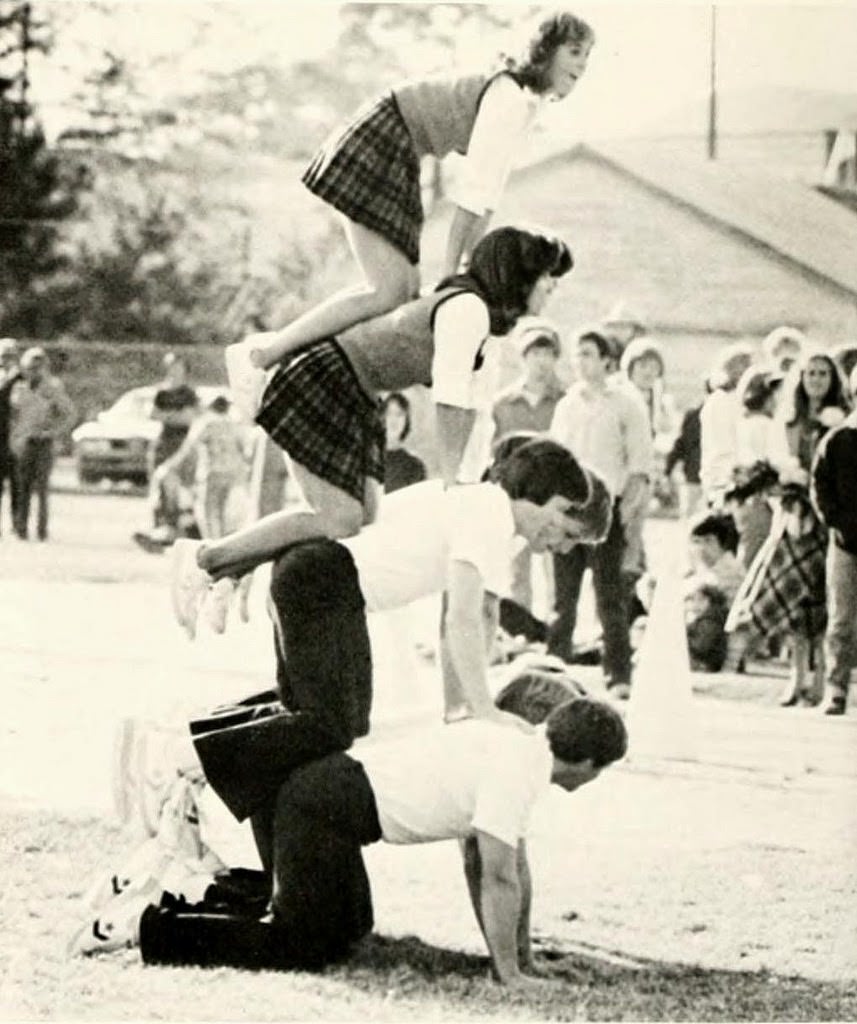 Cheerleaders, Campbell College, 1979