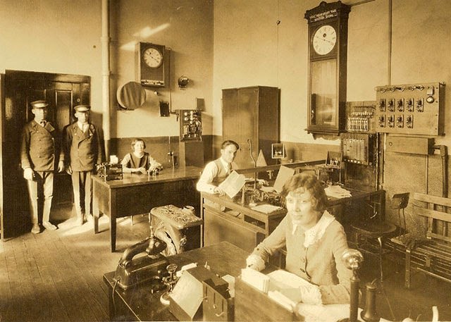 Office at the Atchison, Topeka and Santa Fe Railroad station in Ponca City, Oklahoma.