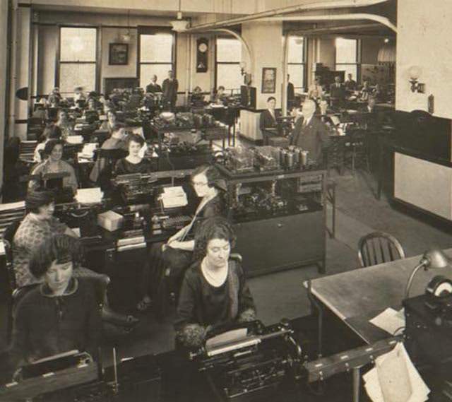 Western Union telegraph office in Omaha, Nebraska.
