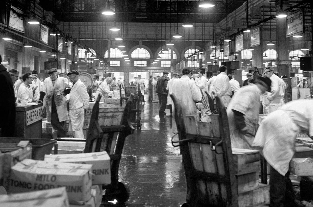 Interior of Billingsgate Fish Market, 1969