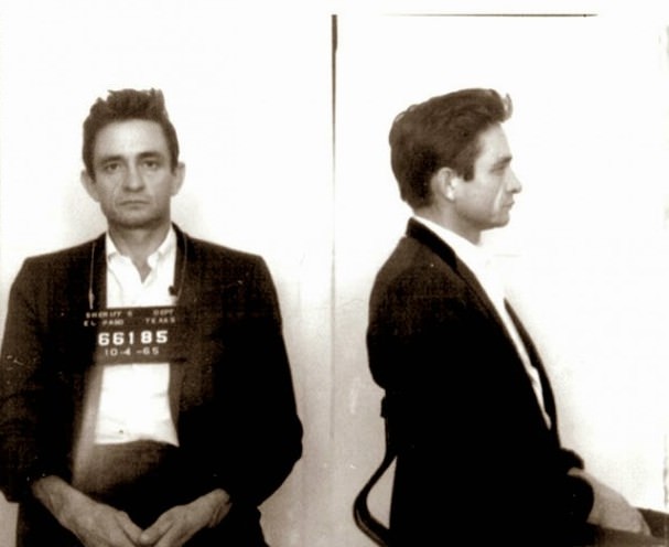 Johnny Cash was arrested in October 1965 when U.S. Customs agents found hundreds of pep pills and tranquilizers in his luggage. The Man in Black--who was returning by plane from a trip to Juarez, Mexico--spent a night in the El Paso jail, and later pleaded guilty to a misdemeanor count. Cash paid a $1000 fine and received a 30-day suspended sentence.