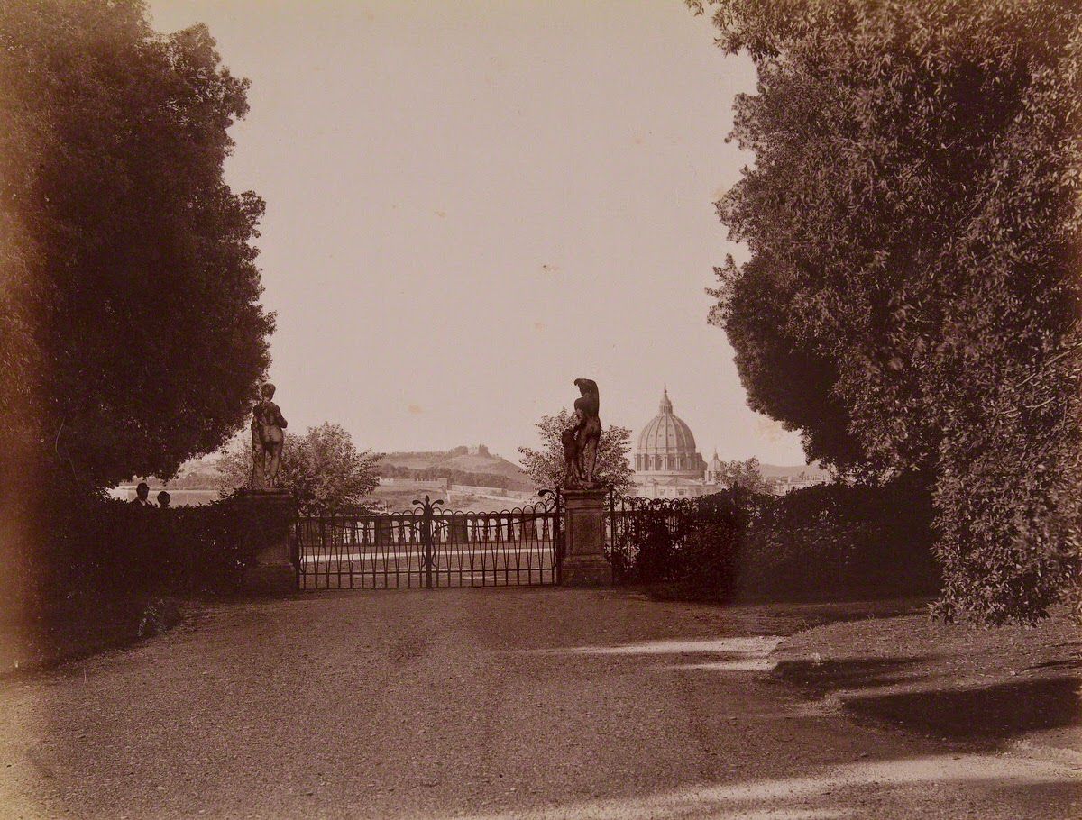 Terrace at Villa Doria Pamphili with a view of St. Peter's Basilica.
