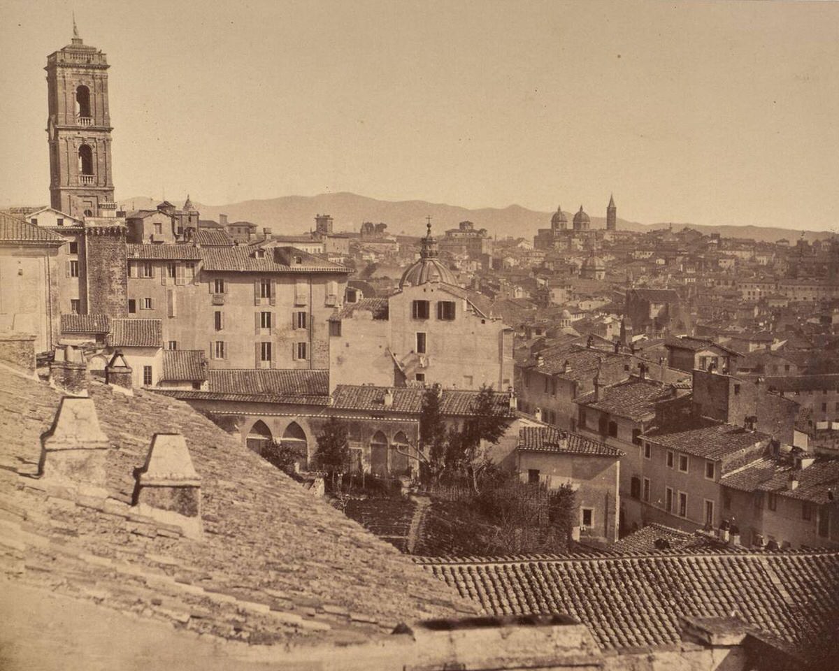 View of Rome with clock tower, 1860s