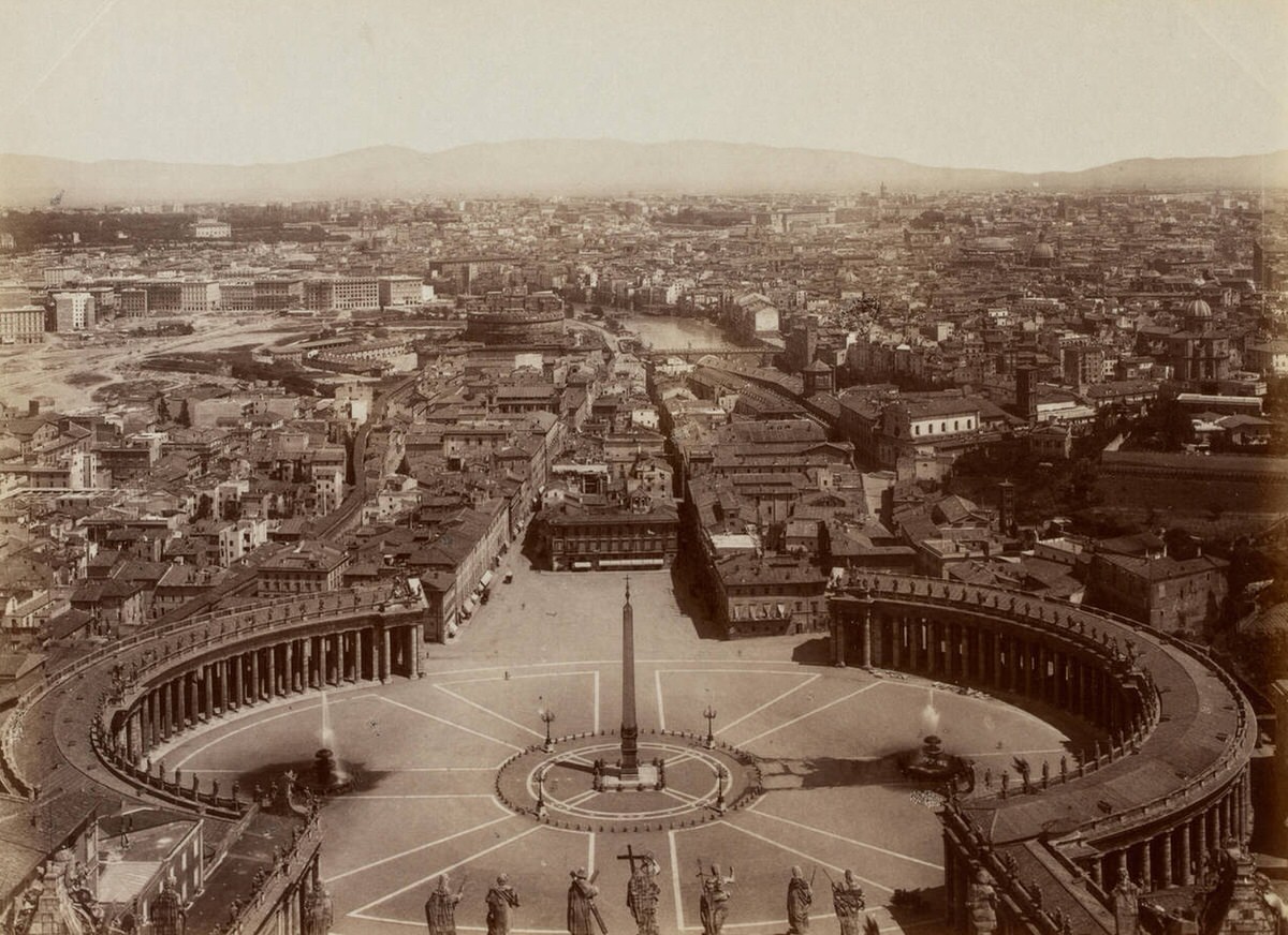 Panorama from the dome of St. Peter's Basilica, Rome, 1860s