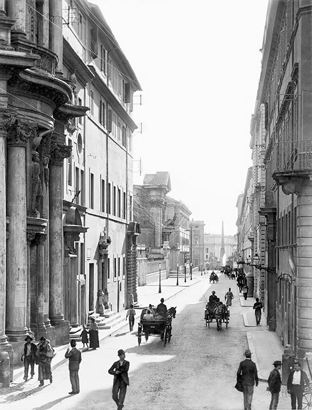Via XX Settembre at the church of S. Carlino, 1890s