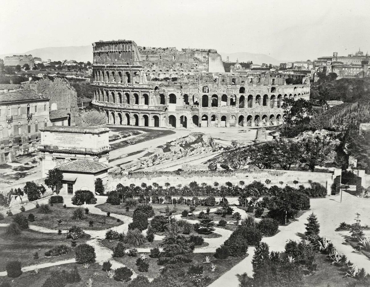 Panoramic view of the Colosseum in Rome, 1890s