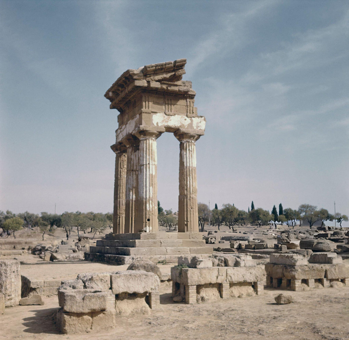 Ruins of the sanctuary of Demeter and Persephone in the Valle dei Templi near Agrigento, 1950