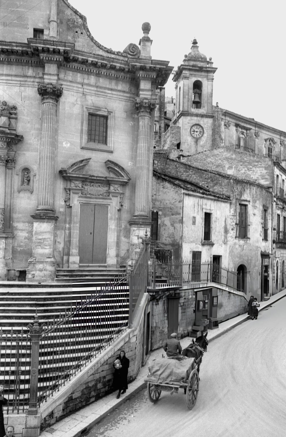 Man aboard a cart in Ragusa, 1955