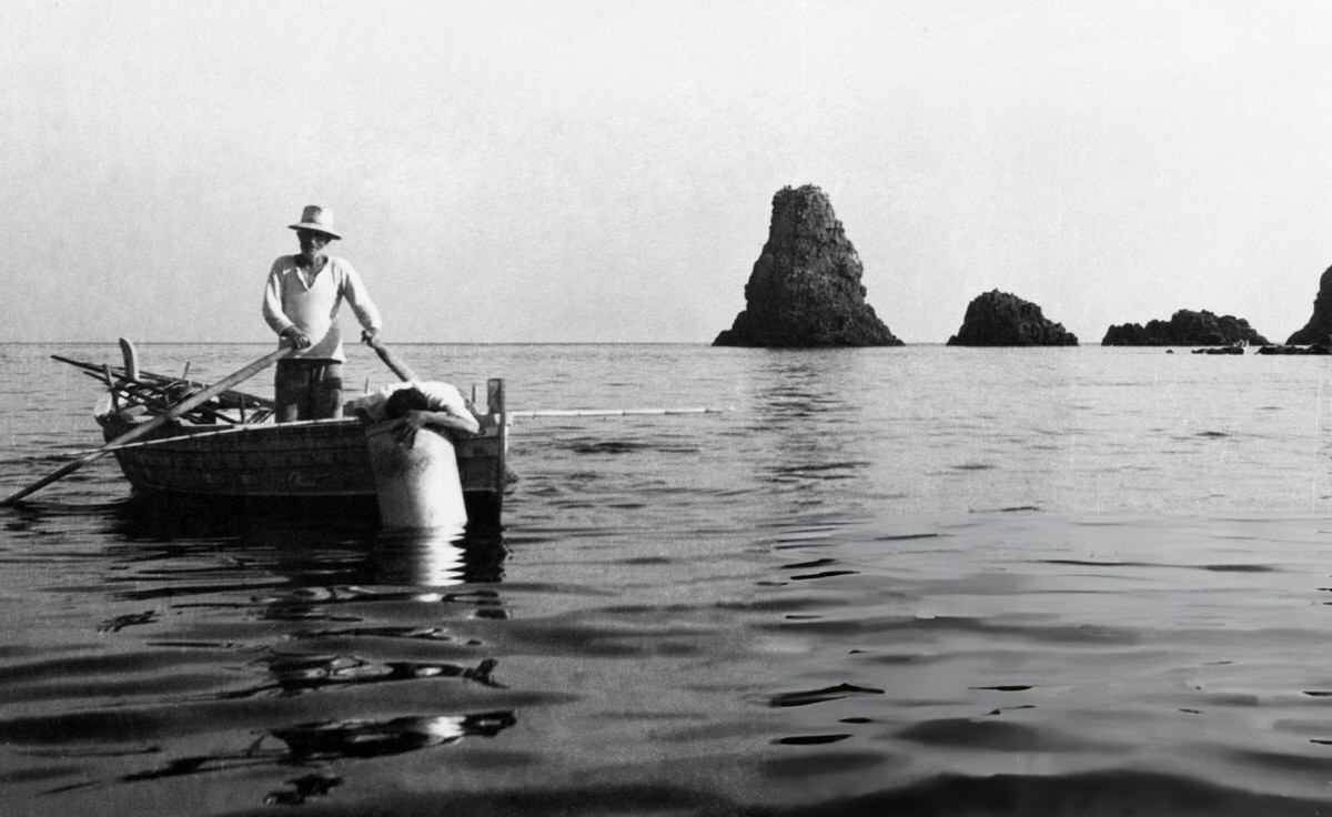 Fisherman at Isole Ciclopi in Aci Castello, 1950