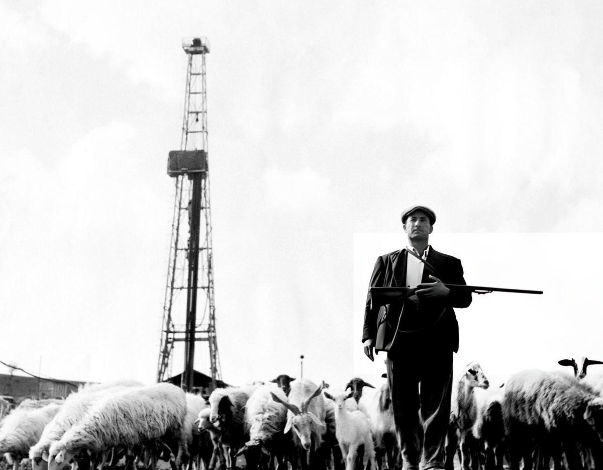 Oil well and a shepherd in Sicily, 1955