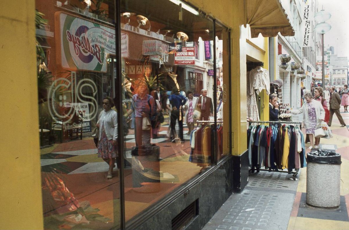 Shop window reflection in Soho, 1970s