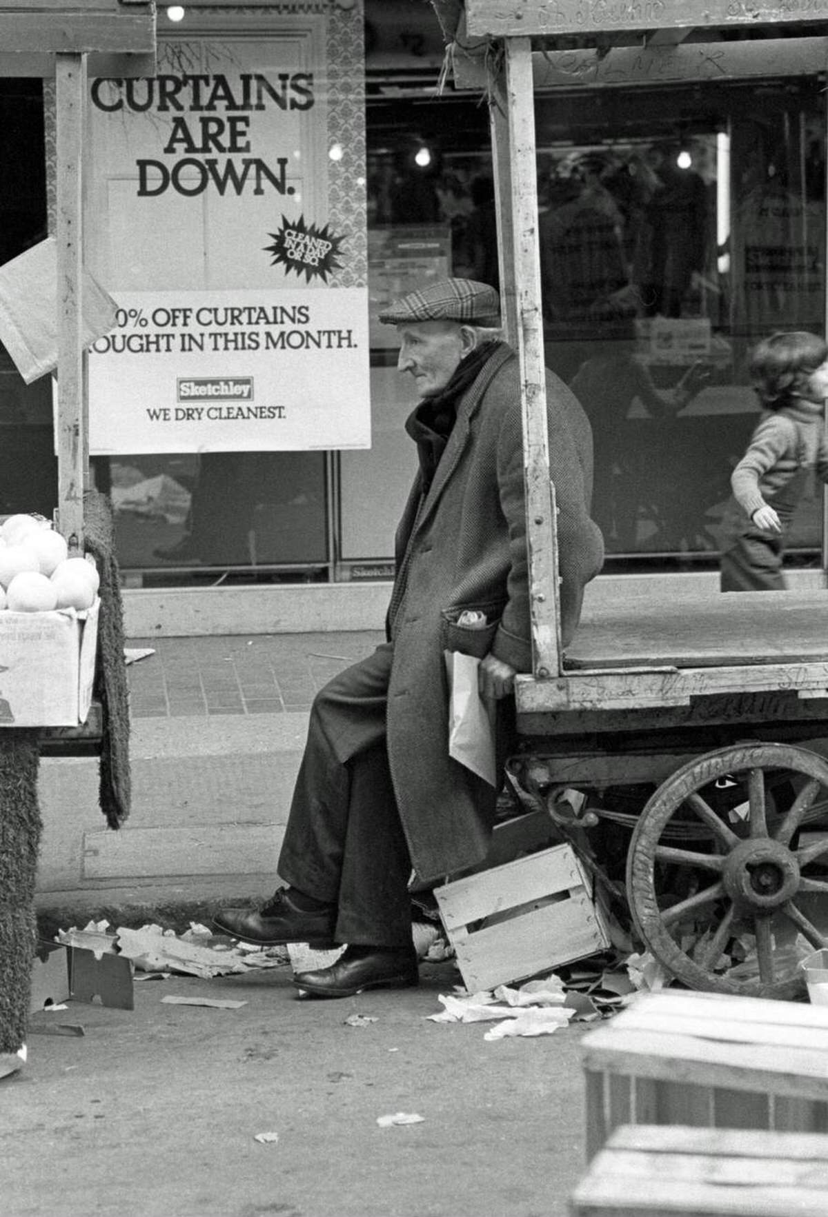Market trader at Berwick Street Market in Soho, 1977