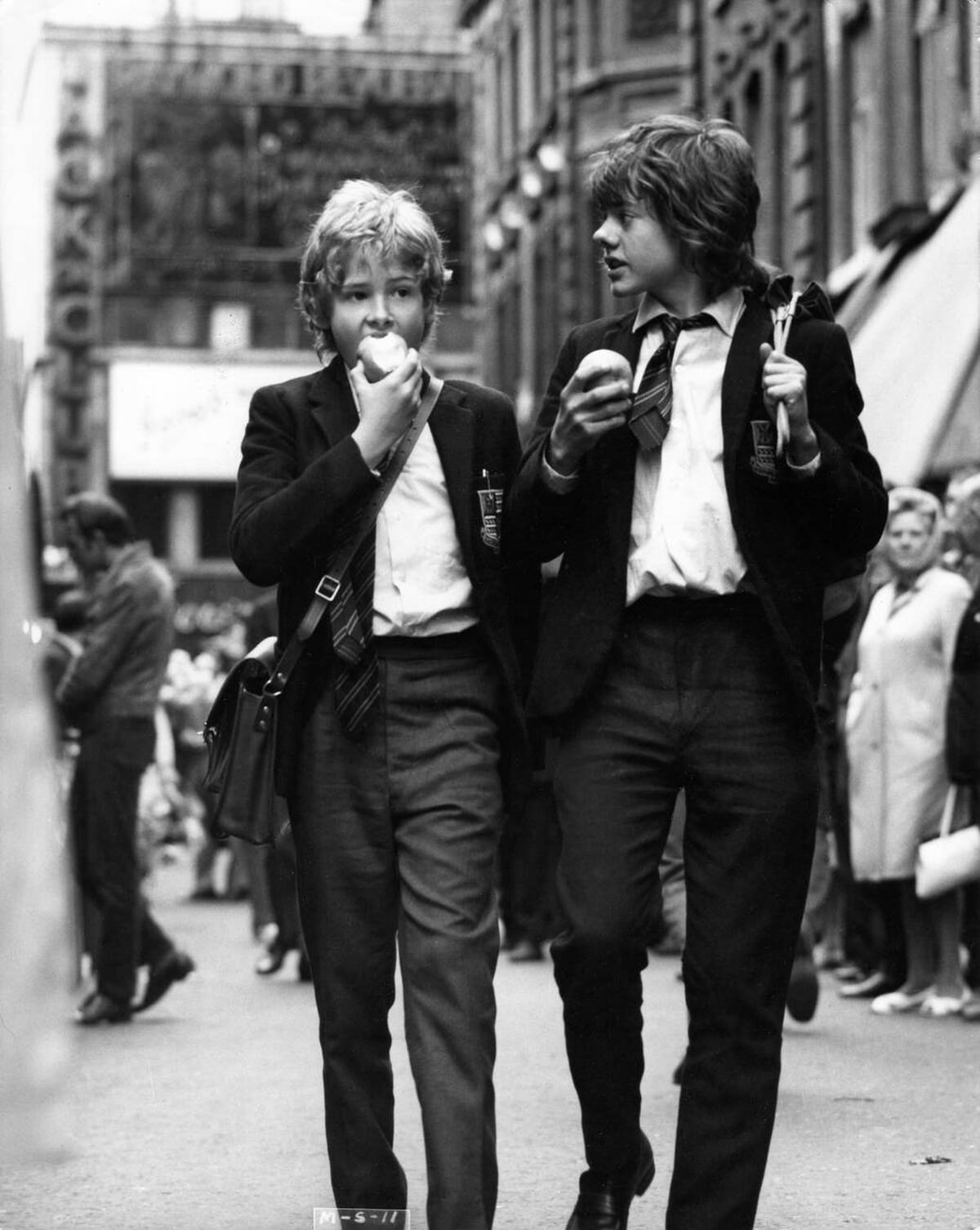 Mark Lester and Jack Wild at Berwick Street Market, Melody, 1971
