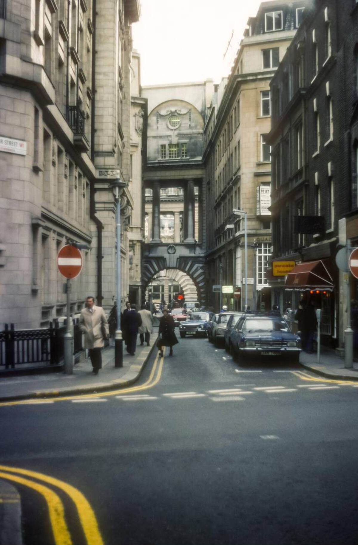 View south along Air Street toward Regent Street, 1976