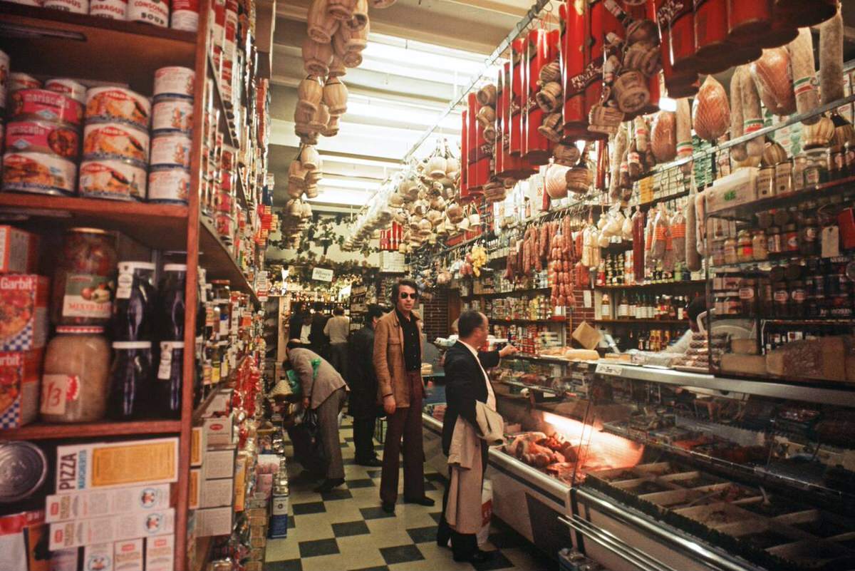 Italian delicatessens in Soho, 1972