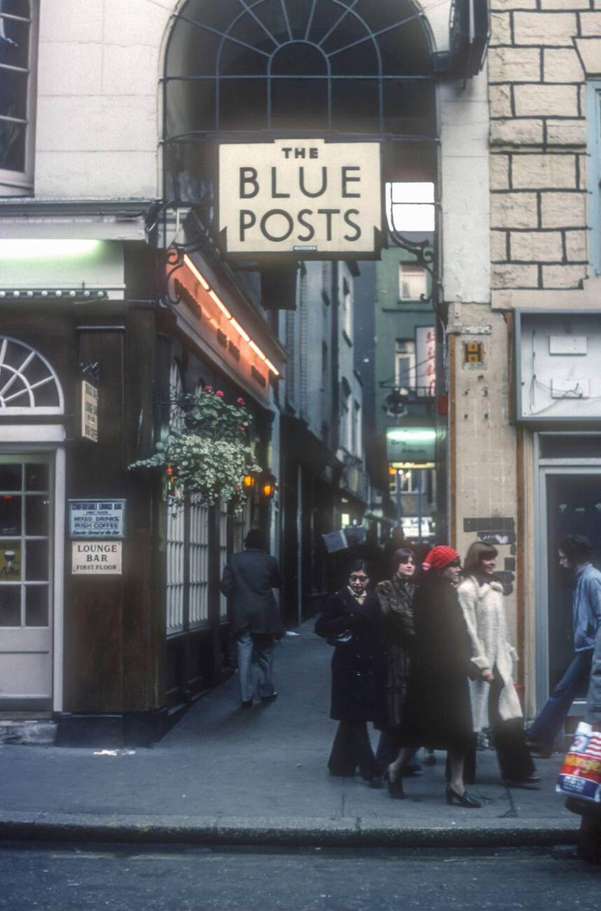 The Blue Posts and Rupert Court in Soho, 1977