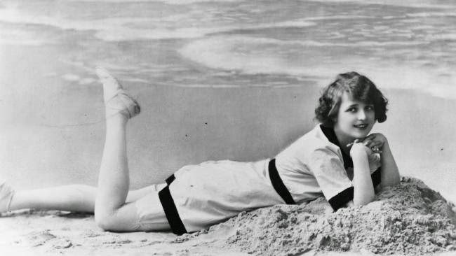 Girl modeling beachwear, 1925