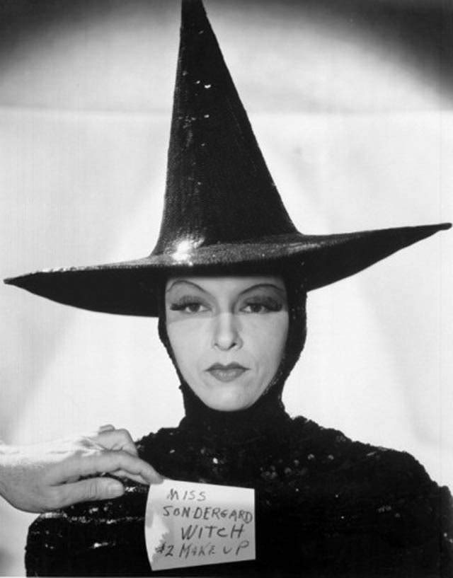 Gale Sondergaard as the Wicked Witch during a makeup and wardrobe test, The Wizard of Oz, 1939