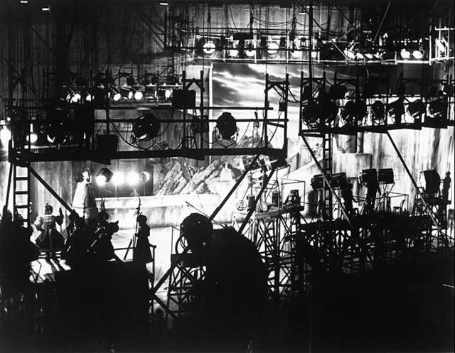 Wide shot of the Wicked Witch's castle set, The Wizard of Oz, 1939