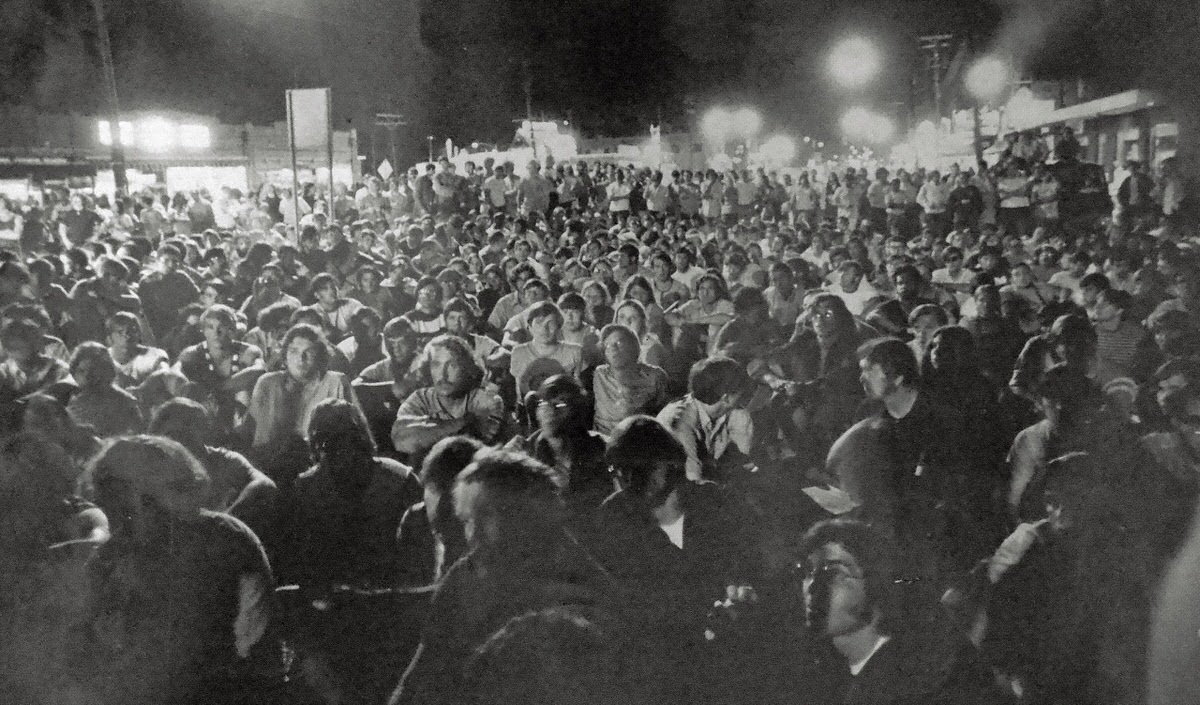 University of Maryland students occupying US Route 1 debate whether leave the road to take over a campus building May 11, 1970.