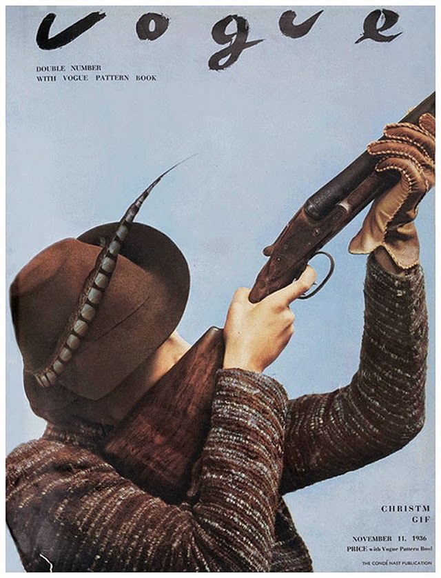 1936 Nov Vogue Cover "Girl With Gun", the Bruehl-Bourges