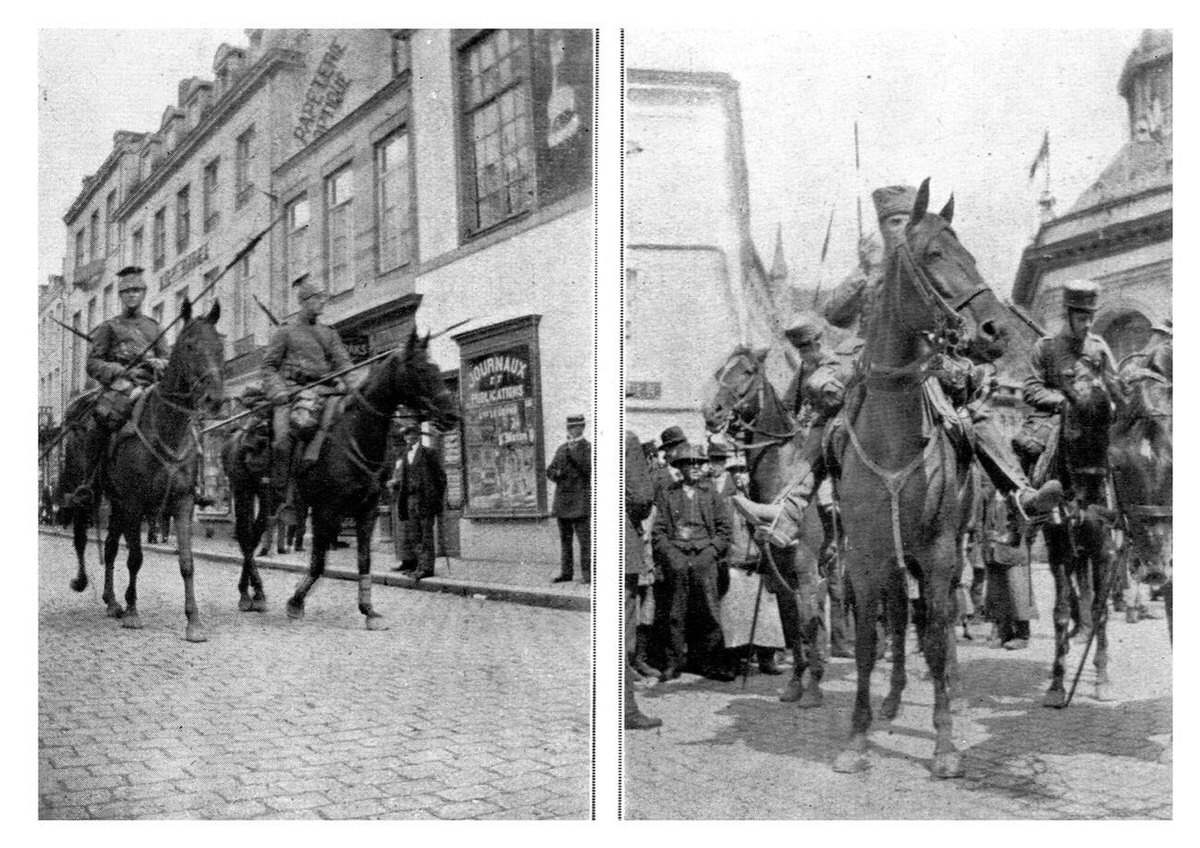 German cavalry entering Spa, Belgium, 1914