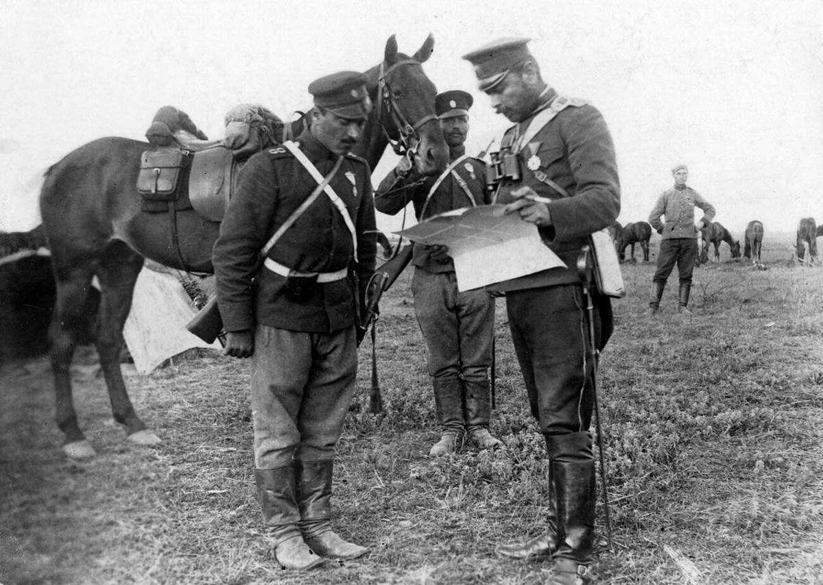 Bulgarian dispatch rider with a map, 1915