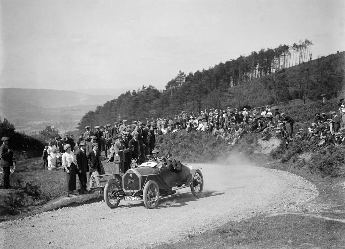 Gladiator 12hp competing in the South Wales Automobile Club Caerphilly Hillclimb, 1913