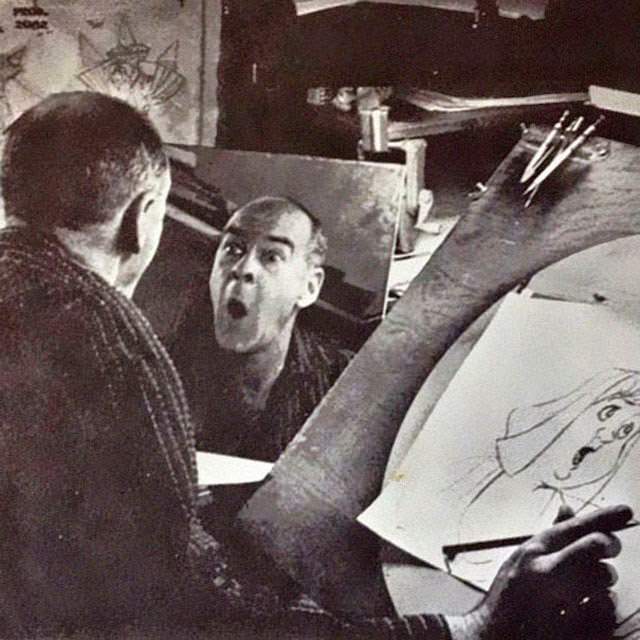 Hilarious Behind-the-Scenes Pictures of The Walt Disney Company Animators Practicing Expressions in Front of Mirrors