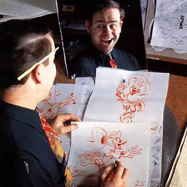 Hilarious Behind-the-Scenes Pictures of The Walt Disney Company Animators Practicing Expressions in Front of Mirrors