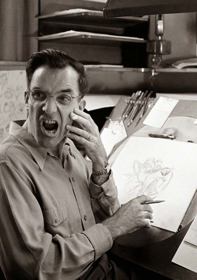 Hilarious Behind-the-Scenes Pictures of The Walt Disney Company Animators Practicing Expressions in Front of Mirrors