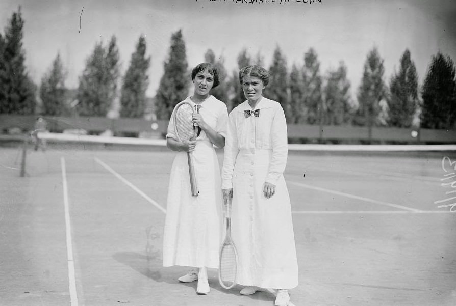 Clare Cassell and Mrs. Marshall McLean at the Montclair Athletic Club women's singles tournament, 1913
