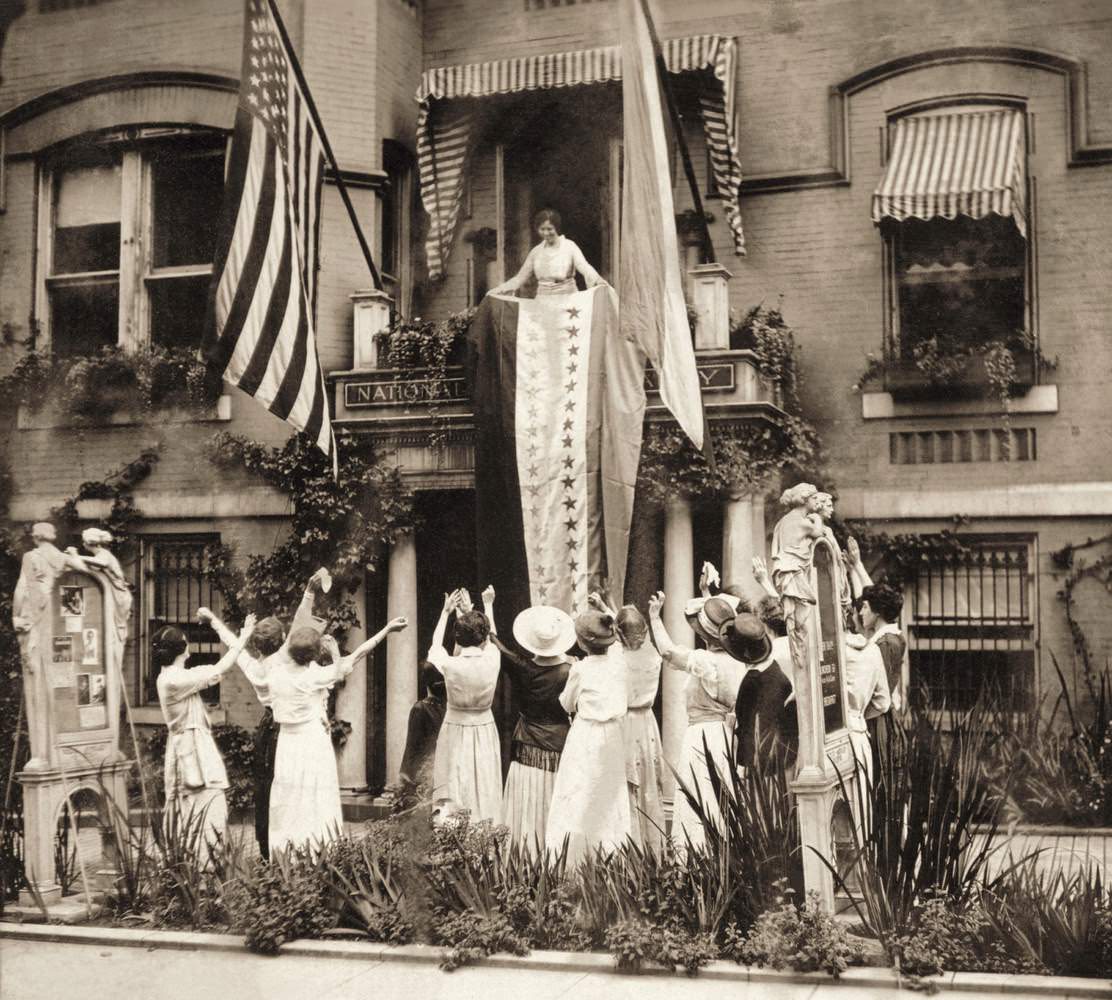 Alice Paul leading a celebration of Tennessee's ratification of the 19th Amendment.