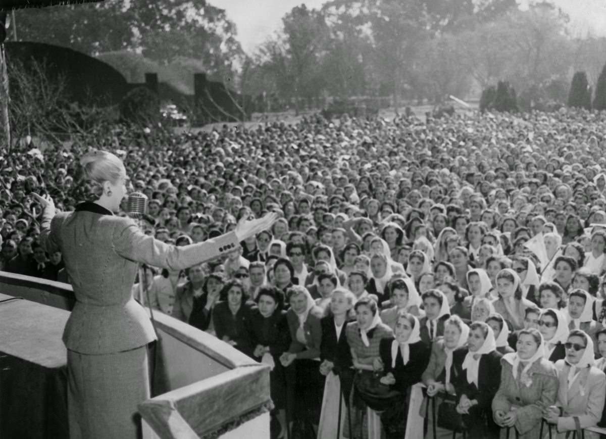 Eva Perón celebrating with Argentine women, 1951