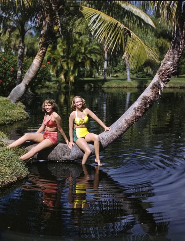 Women in Bathing Suits in Florida in the 1940s: Vintage Glamour by the Sea