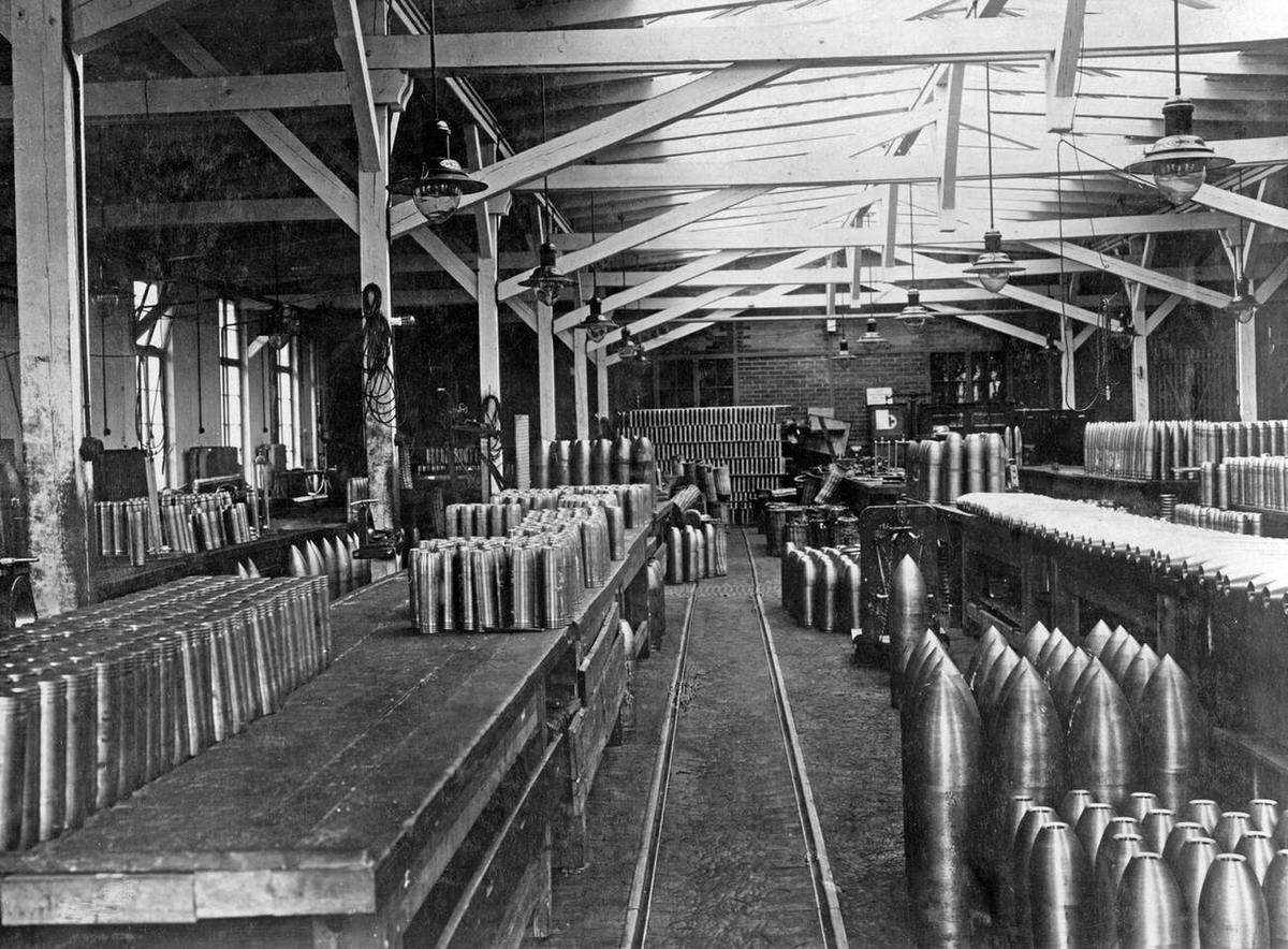 Warehouse of a German ammunition factory, 1916