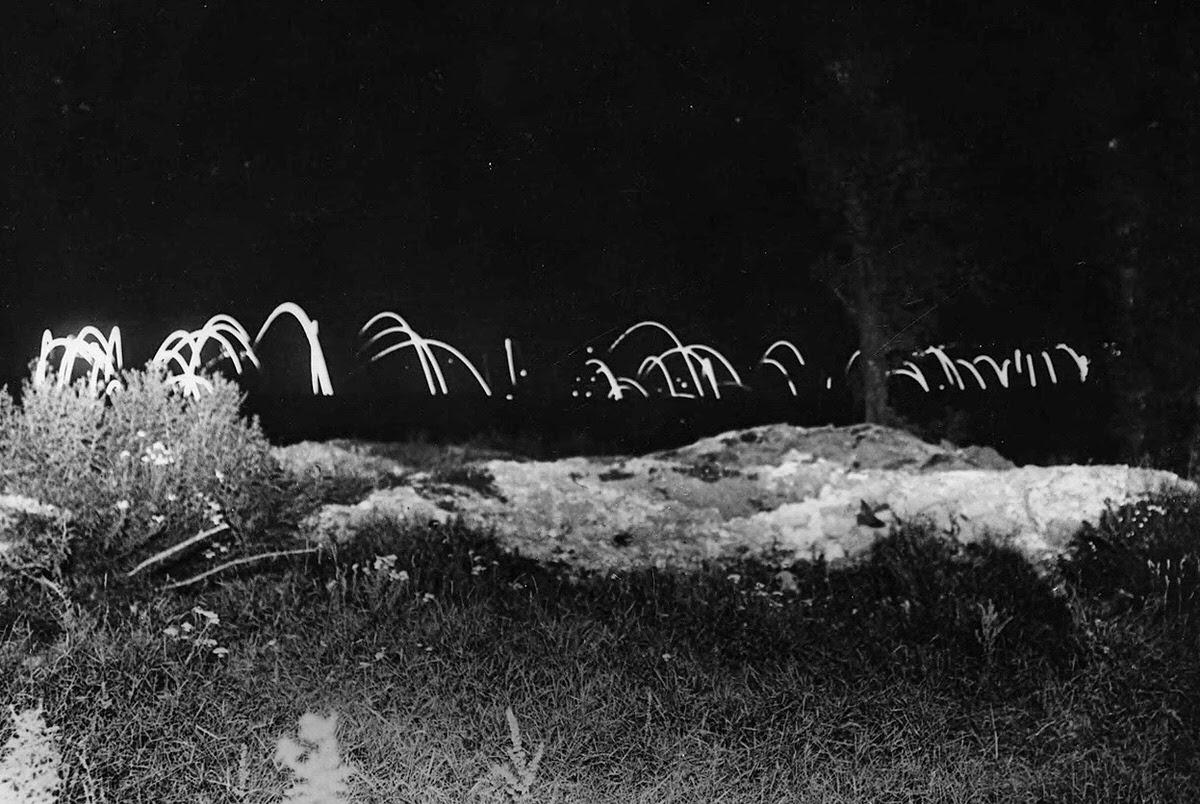 Shell flares over the Australian lines at night, 1914