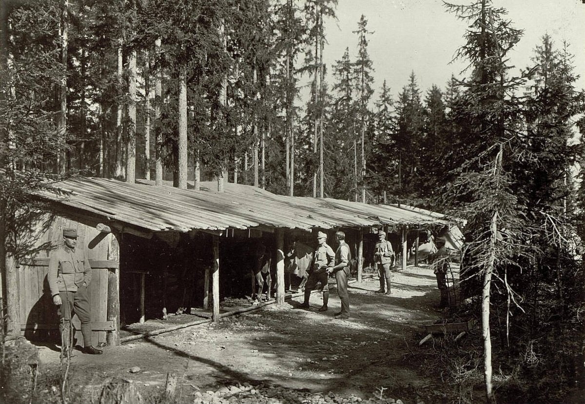Horse camp near Maria Schnee used for military training, 1915