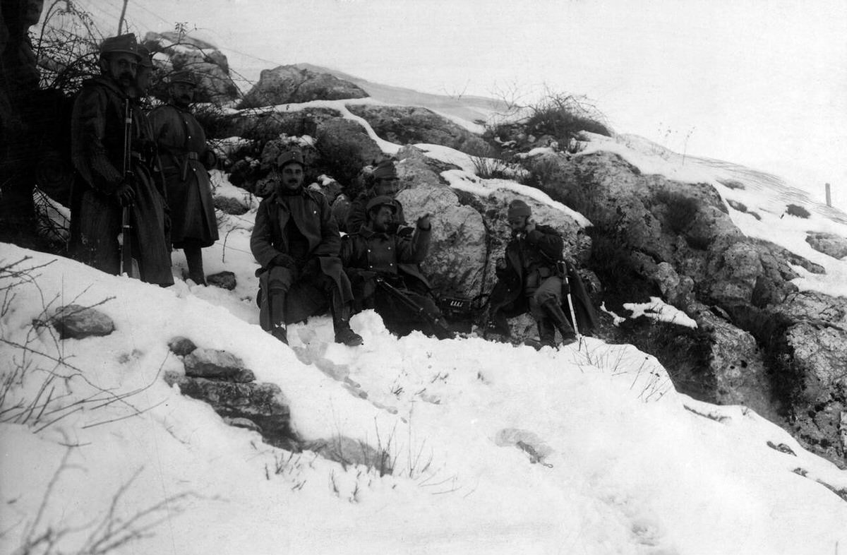 Austro-Hungarian soldiers on top of Mount Lovćen, 1916