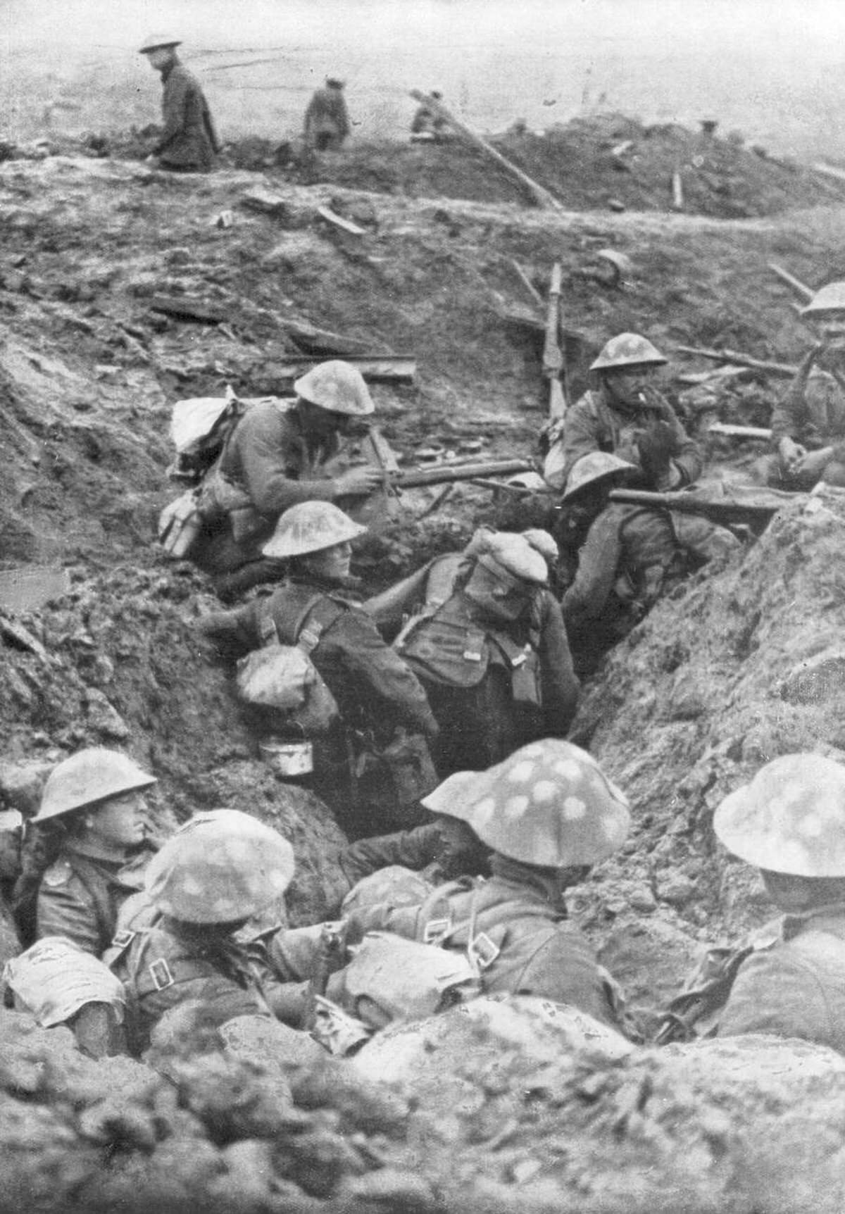 British troops at the Menin Road near Ypres, Belgium, 1917