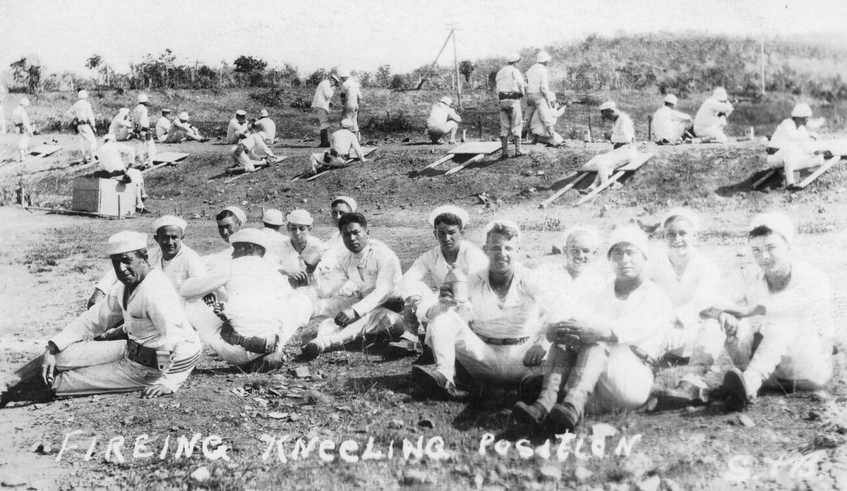 Segregated US soldiers practicing firing, 1917