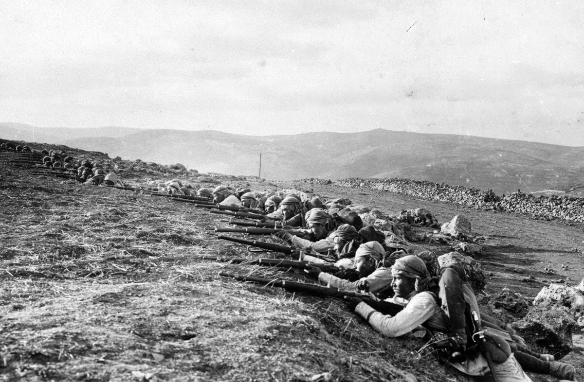 Infantry lines north of Jerusalem near Nebi Samuel, 1917