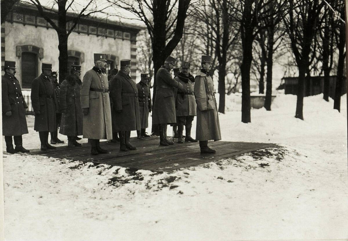 Kaiser Karl I inspecting troops in Pergine, 1917