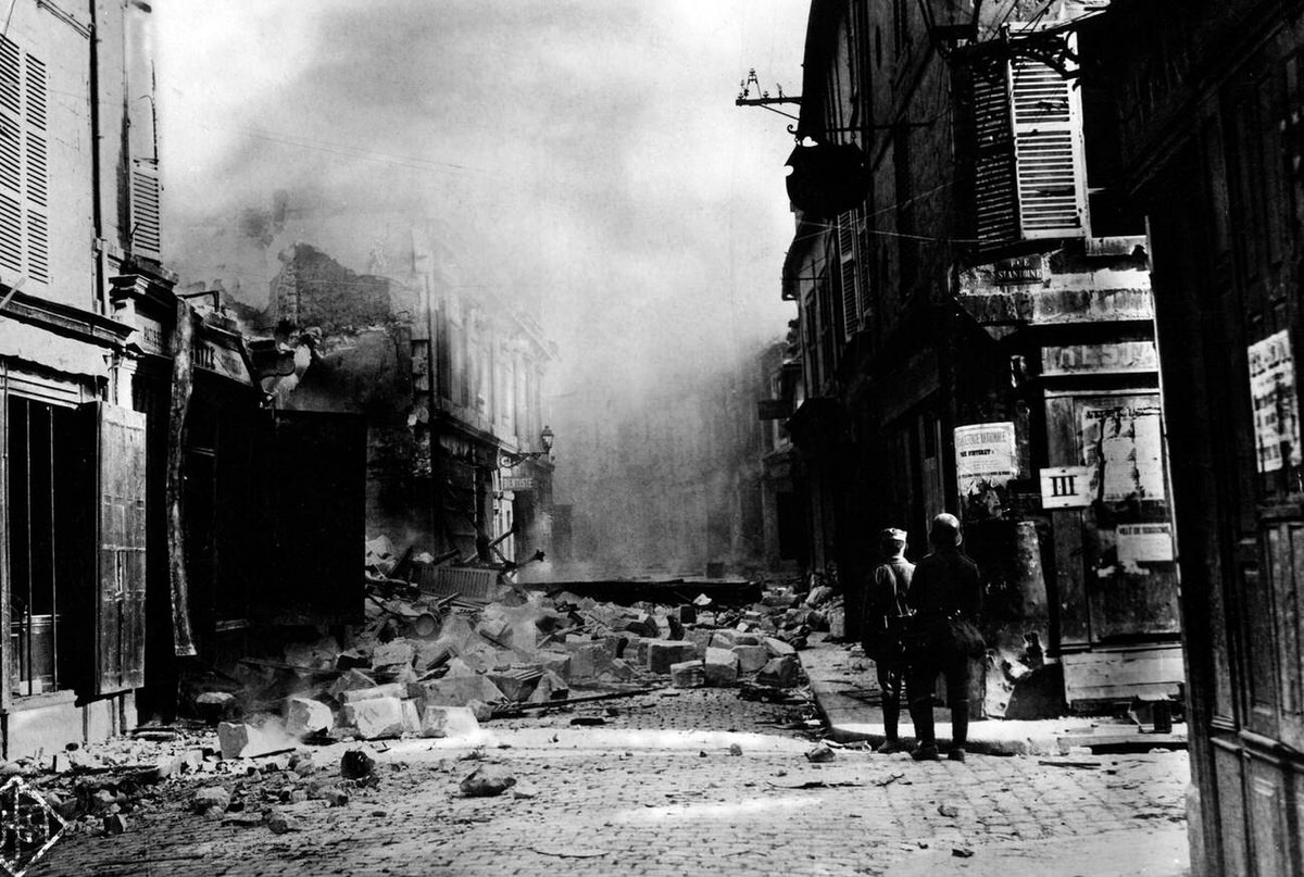 Scene from a German film about World War I, 1920