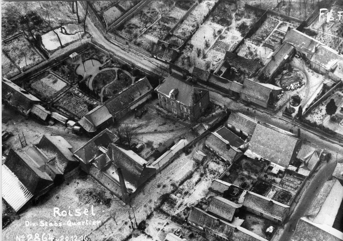 Aerial view of Roisel, France, 1916