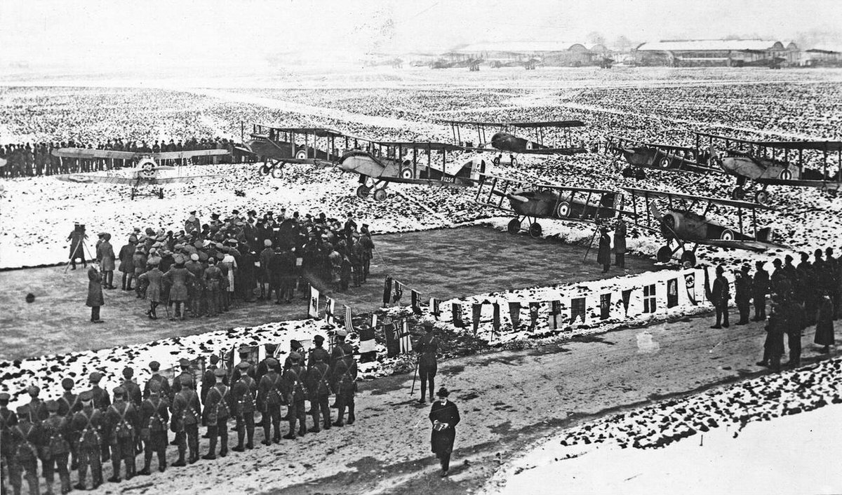 Presentation of fifteen aeroplanes to Canadian military authorities at Hendon Aerodrome, 1914